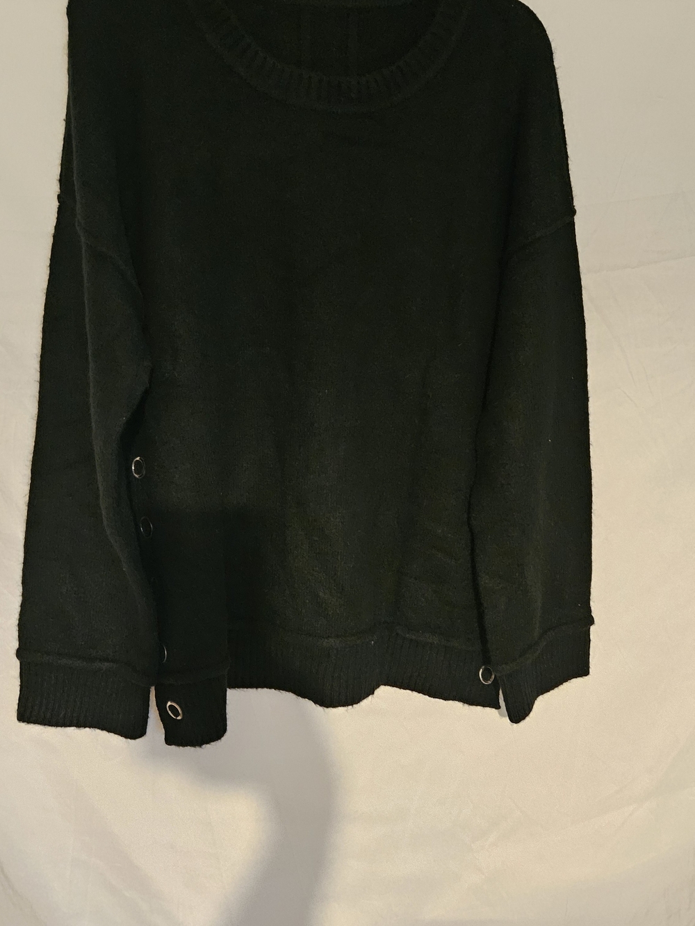 #1 Othr Black Women's Crewneck Sweater with Grommet Detail